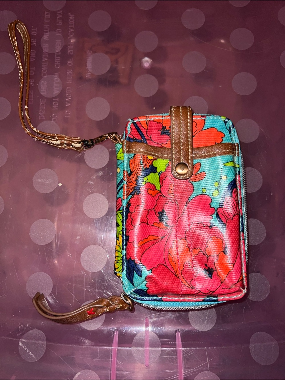 Sakroots Floral Wristlet Wallet - Turquoise & Red